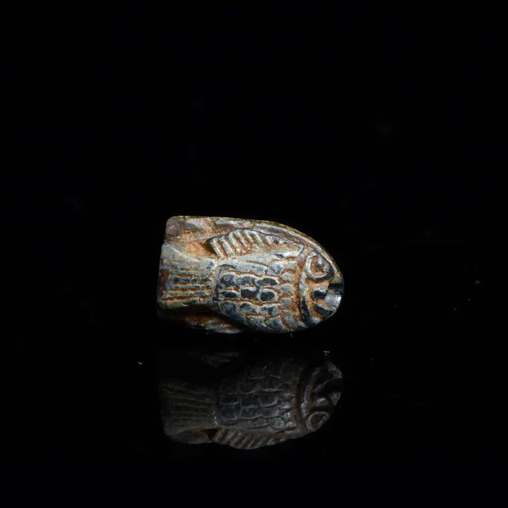 A royal Egyptian Steatite Fish Amulet, 18th Dynasty, reign of Thutmose III, ca. 1479-26 BCE