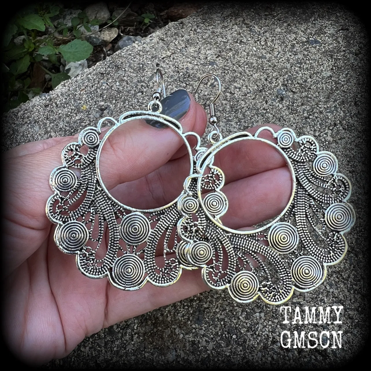 Aphrodite earrings-Ornate silver filigree goddess earrings