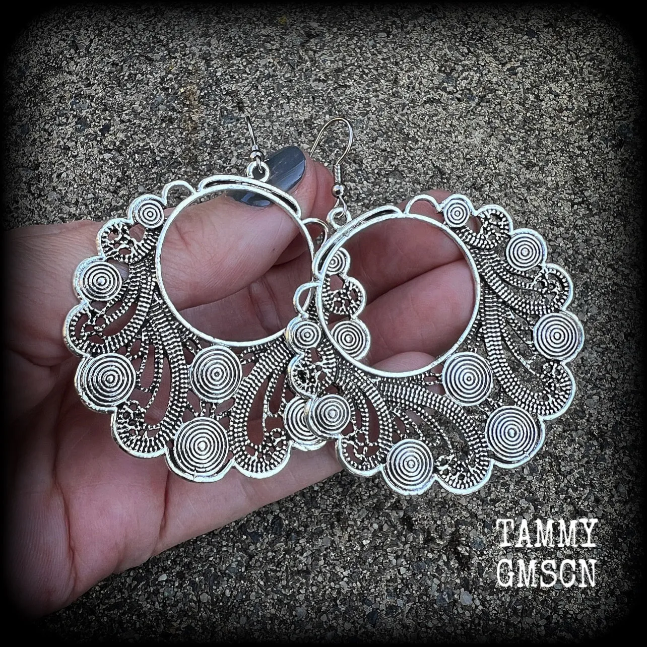 Aphrodite earrings-Ornate silver filigree goddess earrings
