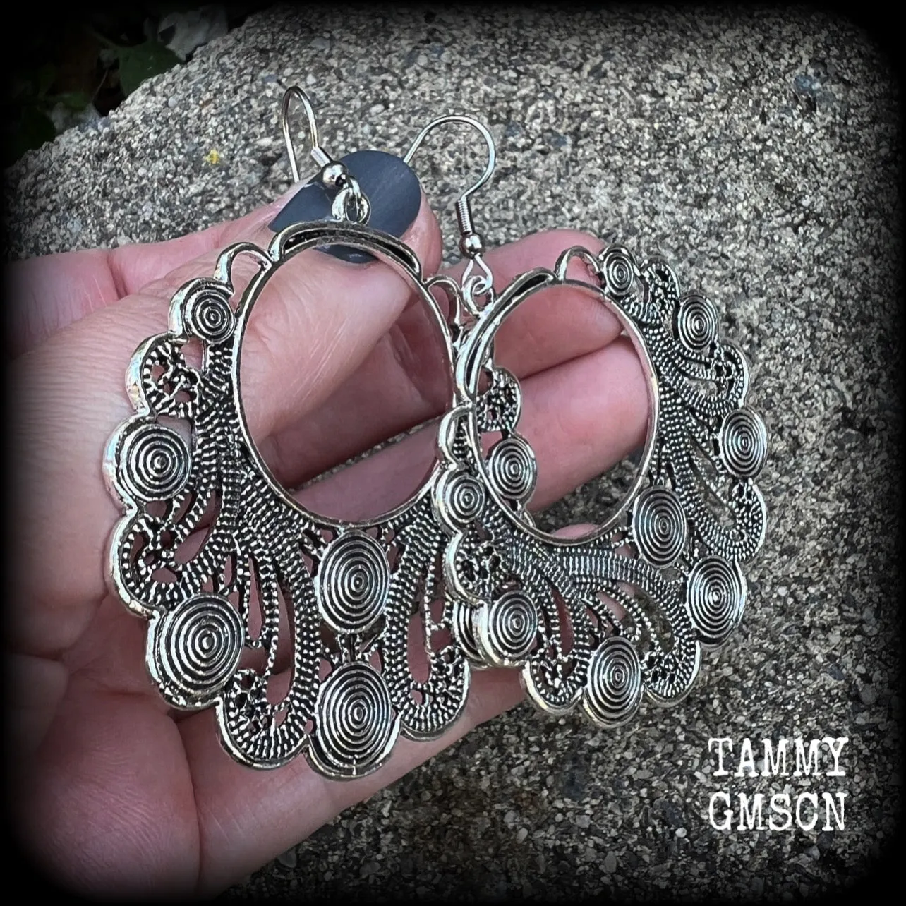 Aphrodite earrings-Ornate silver filigree goddess earrings