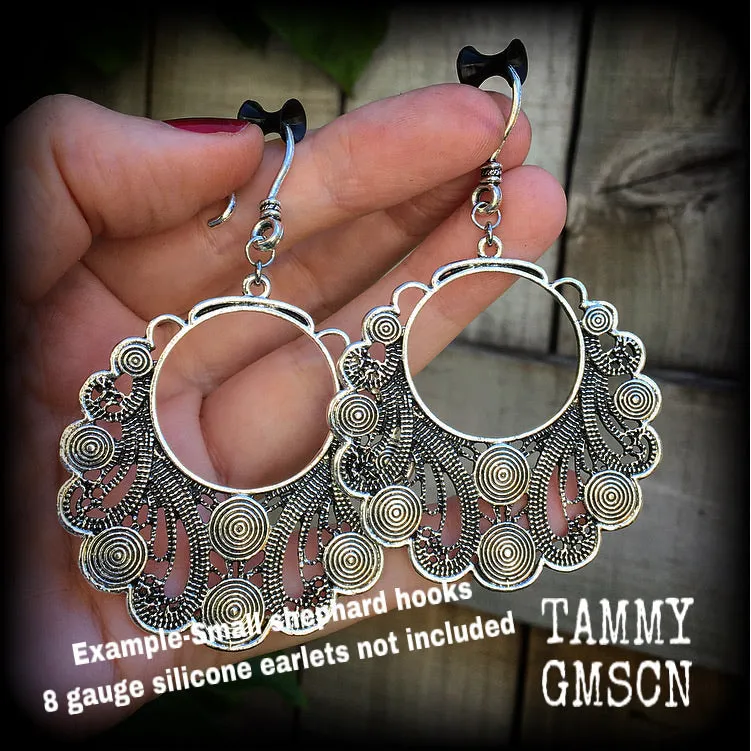 Aphrodite earrings-Ornate silver filigree goddess earrings