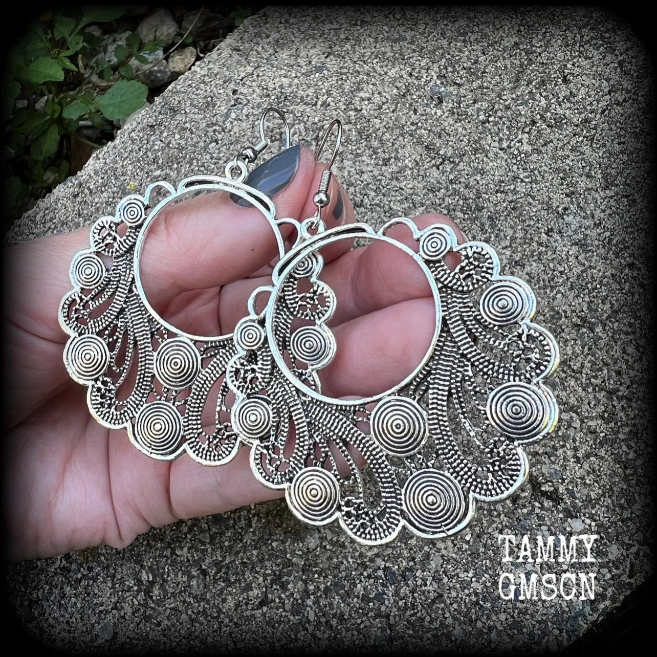 Aphrodite earrings-Ornate silver filigree goddess earrings