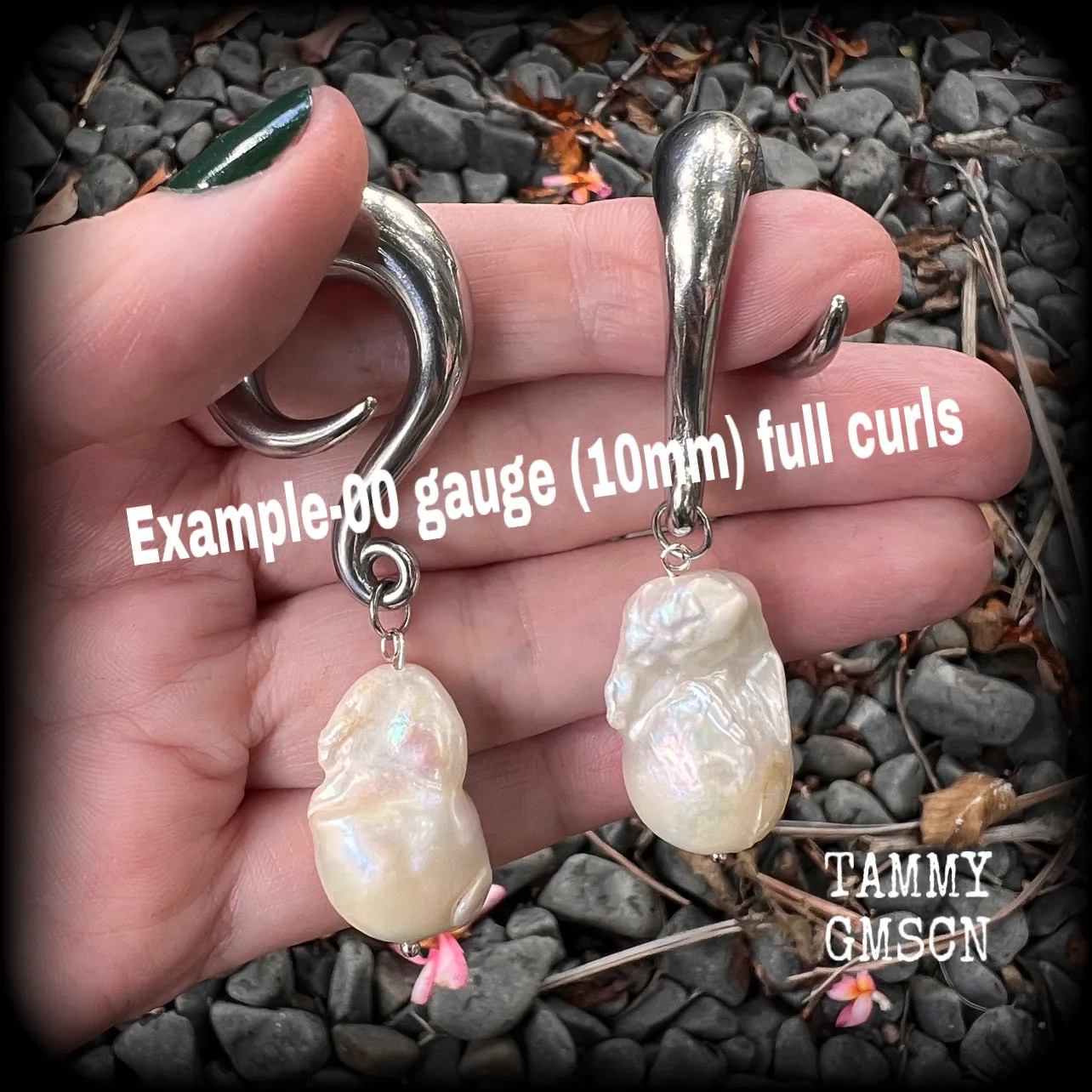 Baroque freshwater pearl gauged earrings-Pearls ear weights