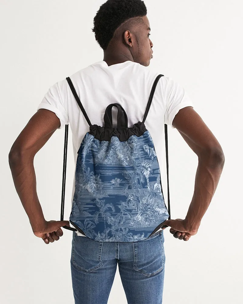 Blue Tiger Scene Canvas Drawstring Bag