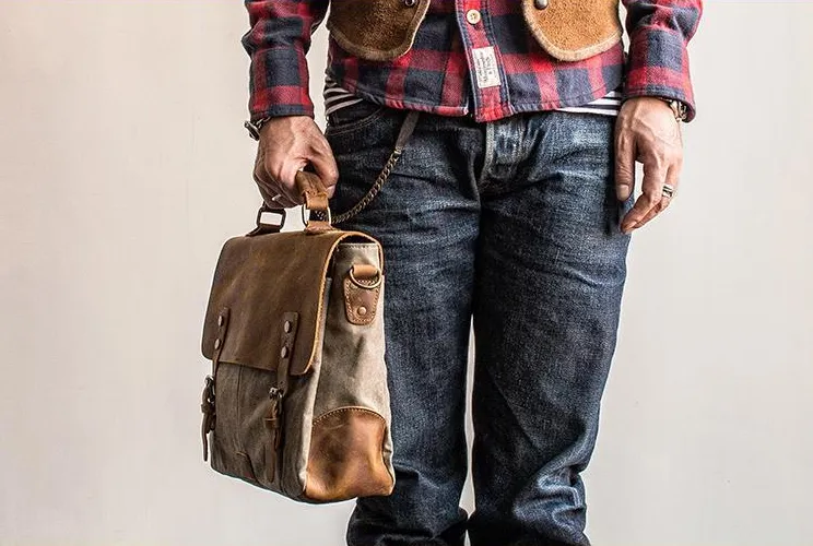Canvas Mens Cool Messenger Bag iPad Bag Chest Bag Bike Bag Cycling Bag for men