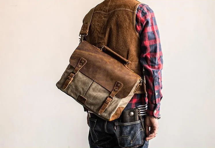 Canvas Mens Cool Messenger Bag iPad Bag Chest Bag Bike Bag Cycling Bag for men