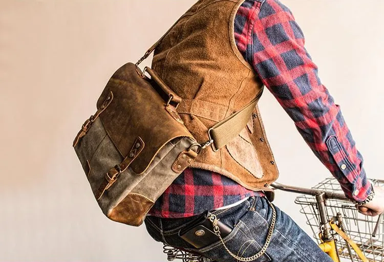 Canvas Mens Cool Messenger Bag iPad Bag Chest Bag Bike Bag Cycling Bag for men