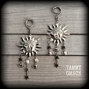 Celestial folk horror sun god earrings-Esoteric sun earrings