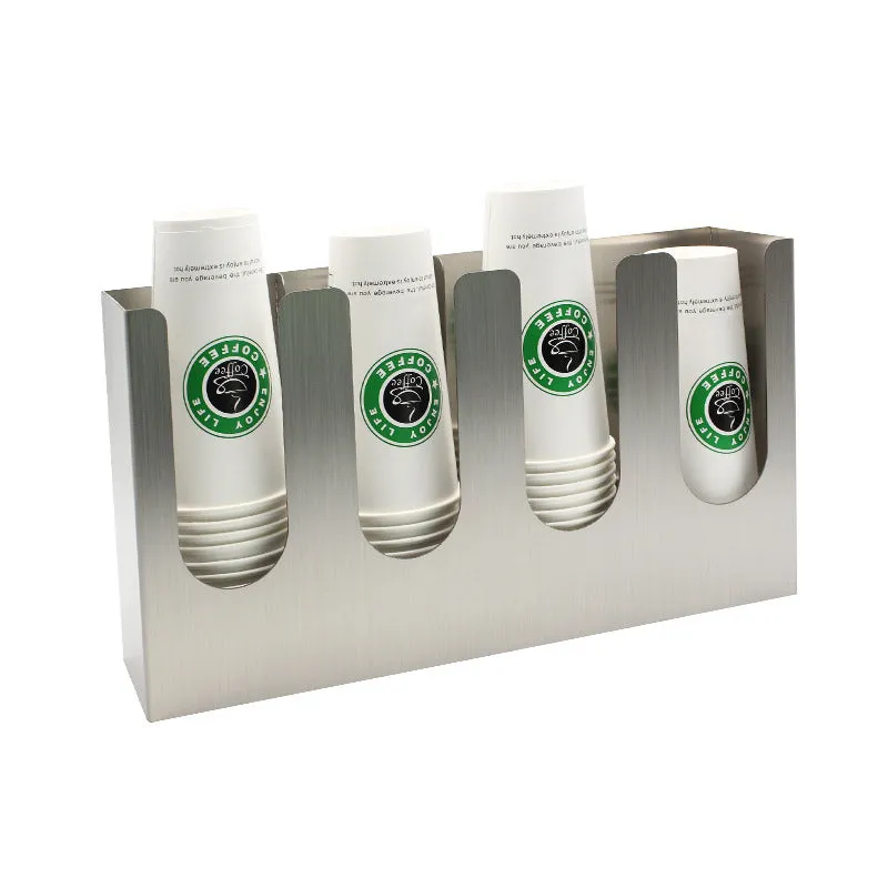 Commercial Satin Stainless Steel 4-Section Cup and Lid Organizer