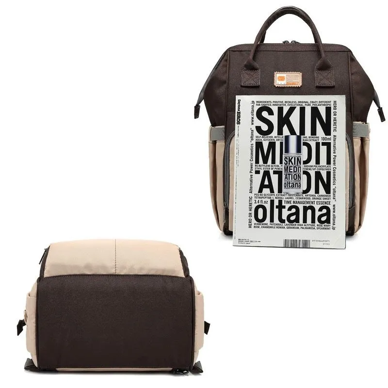 CoolBELL Tiny-Tots Diaper Bag/Backpack - Multi-function, Insulated Bottle Holders | Stroller Straps | 20L | Beige