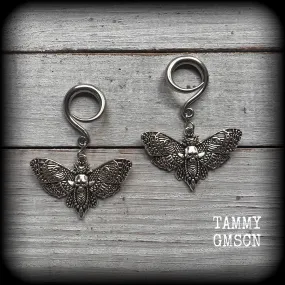 Deathshead moth ear hangers-Dreadpunk moth ear weights