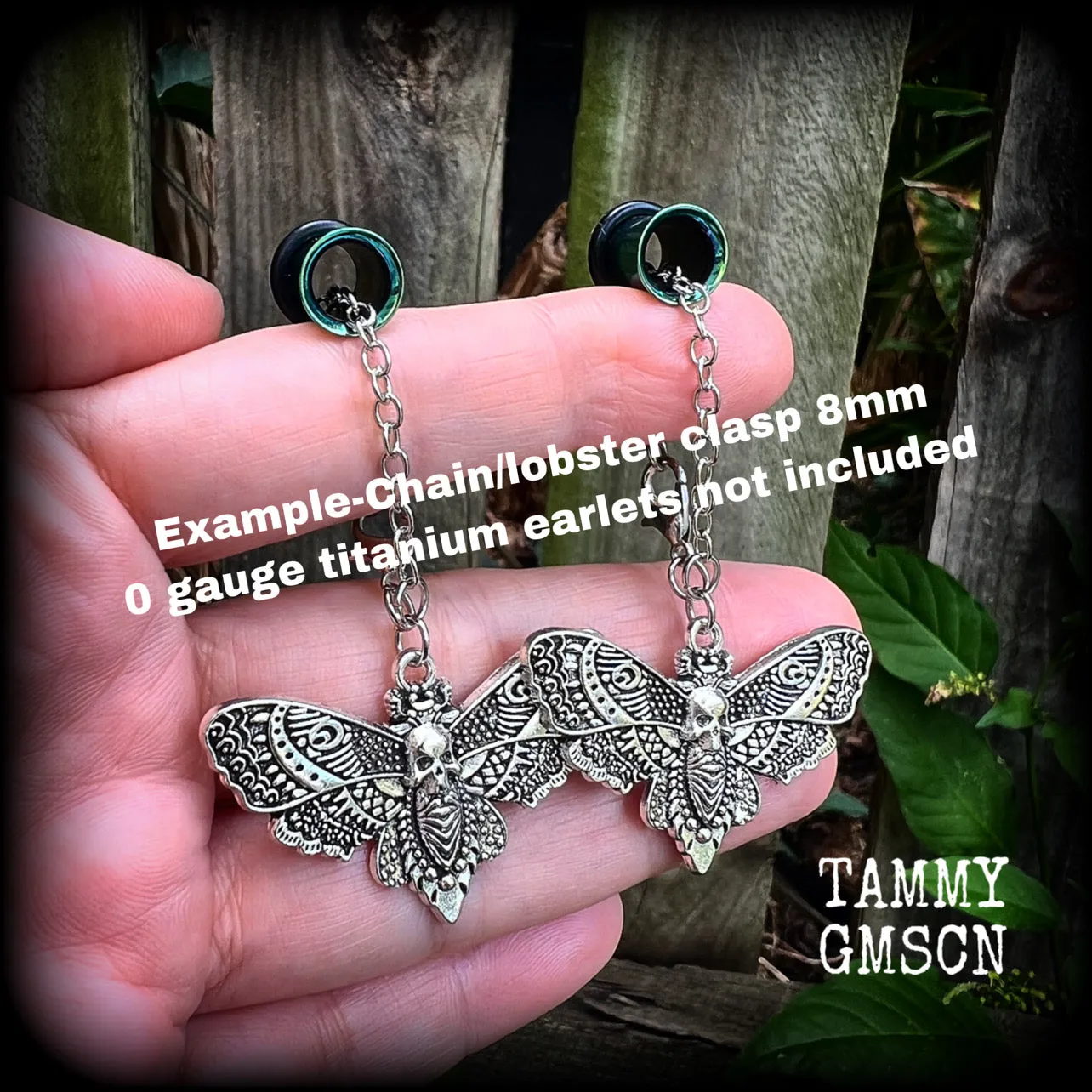 Deathshead moth ear hangers-Dreadpunk moth ear weights
