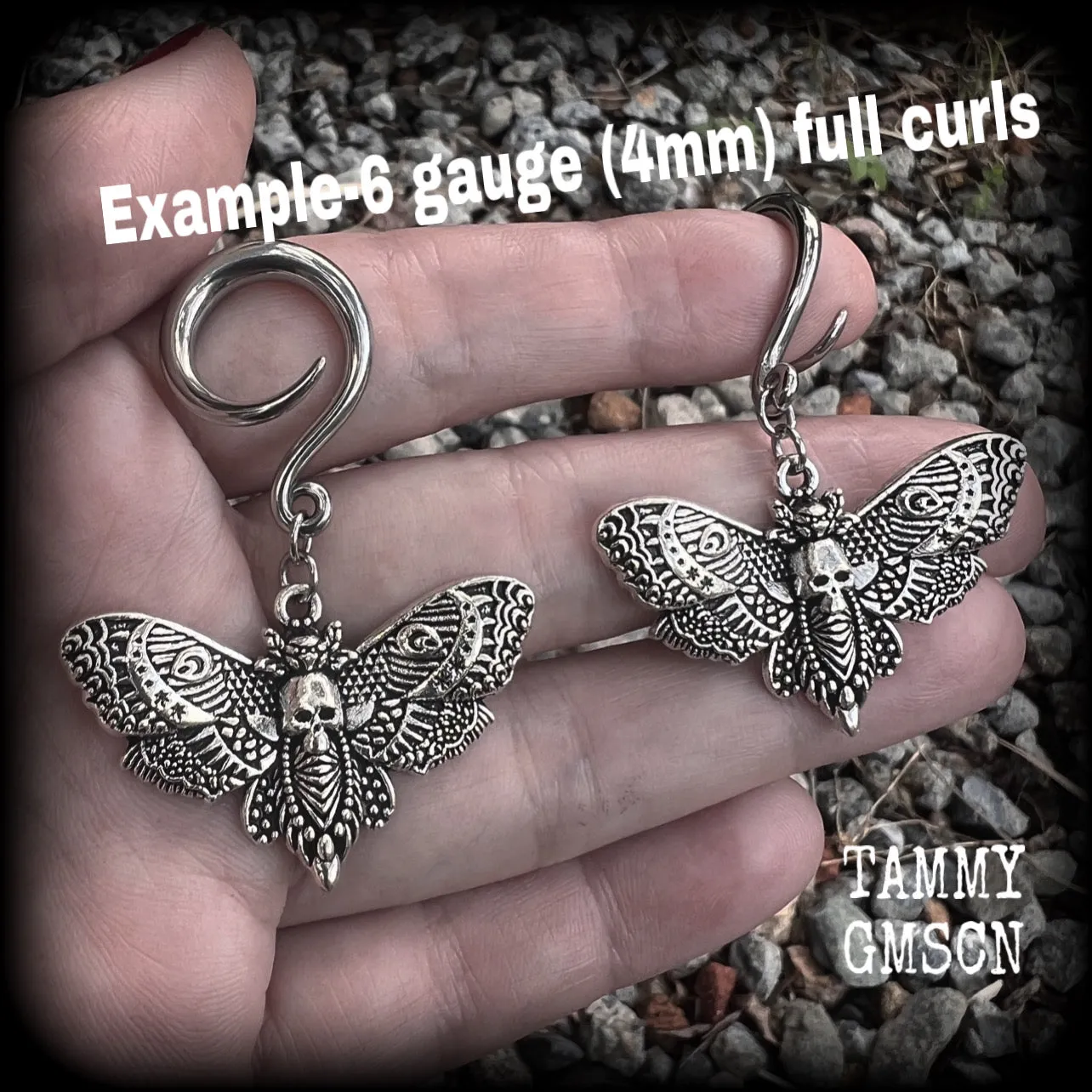 Deathshead moth ear hangers-Dreadpunk moth ear weights