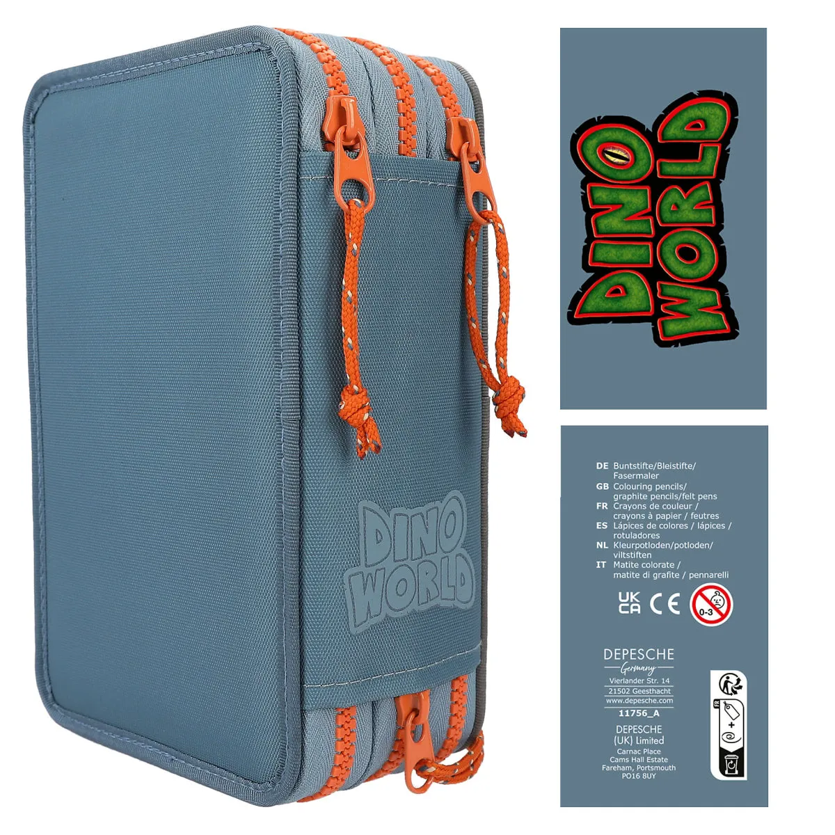 Depesche Dino World Triple Pencil Case Roar New