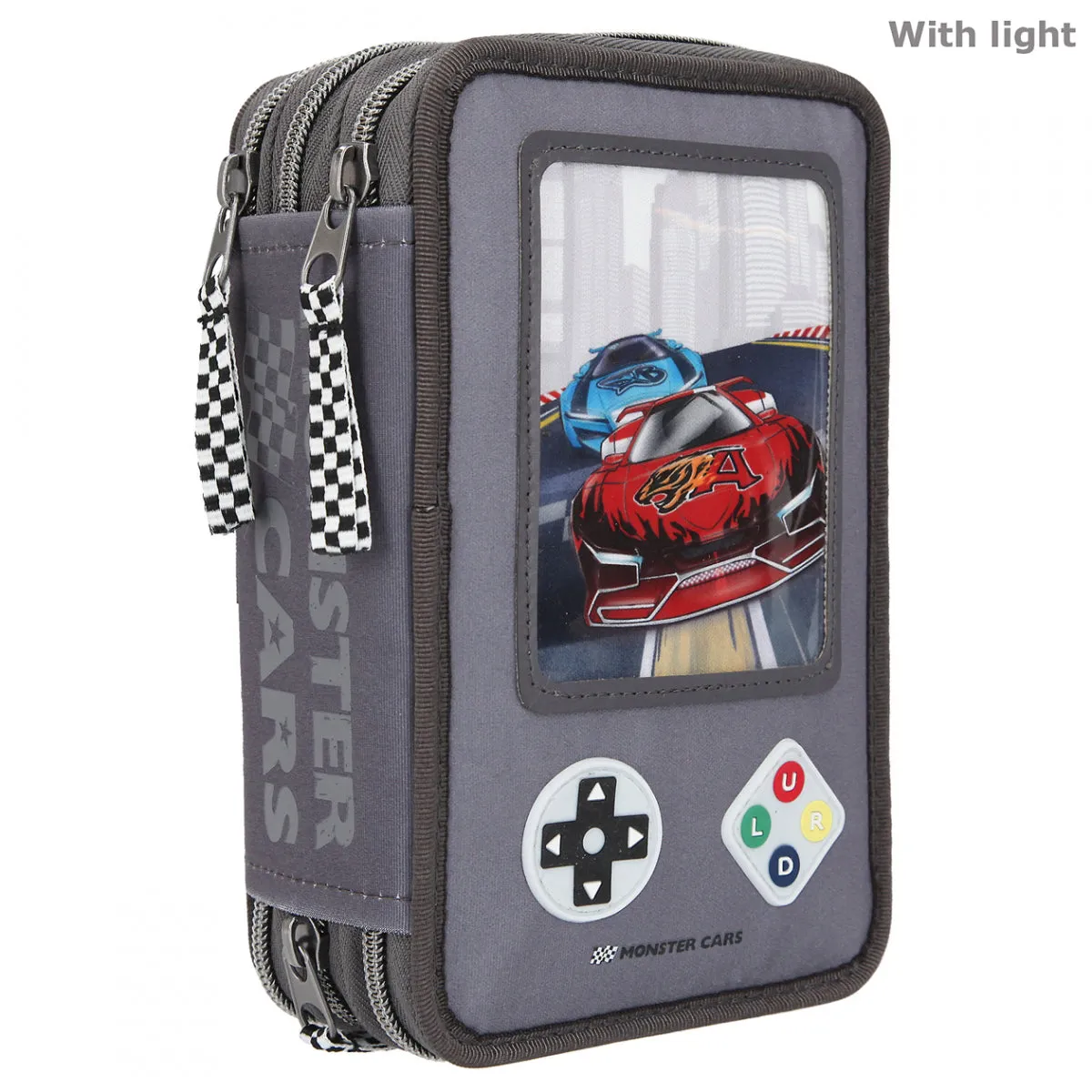 Depesche Monster Cars Triple Pencil Case LED