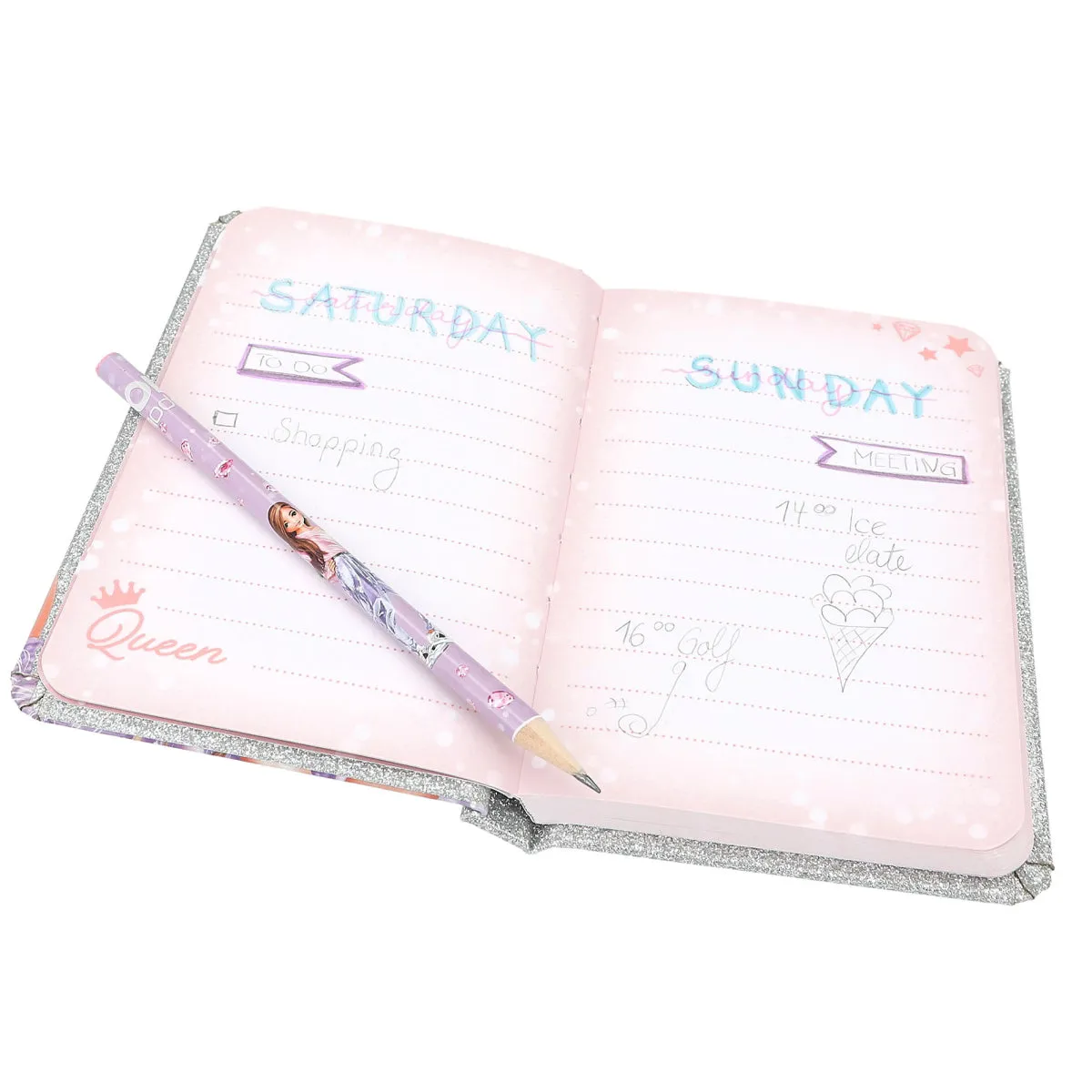 Depesche Topmodel Notebook with Pencil Glitter Queen