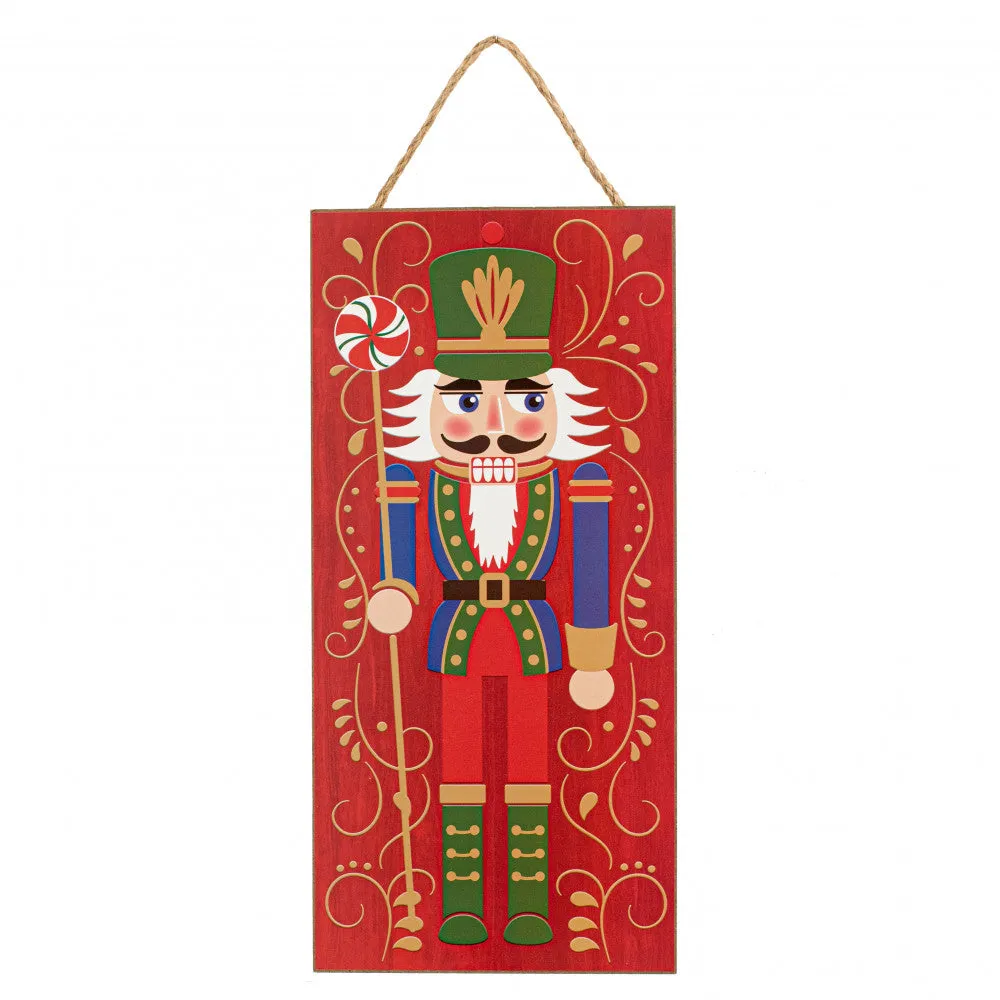 Festive Red Nutcracker Christmas Sign - 12.5" x 6"