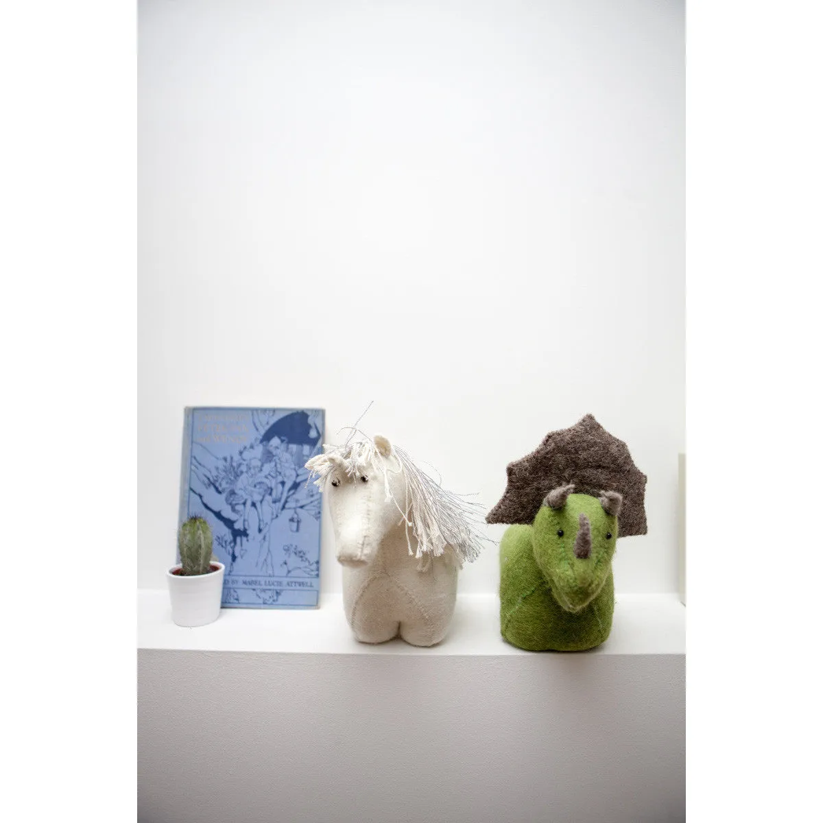 Fiona Walker England Felt Triceratops Bookend