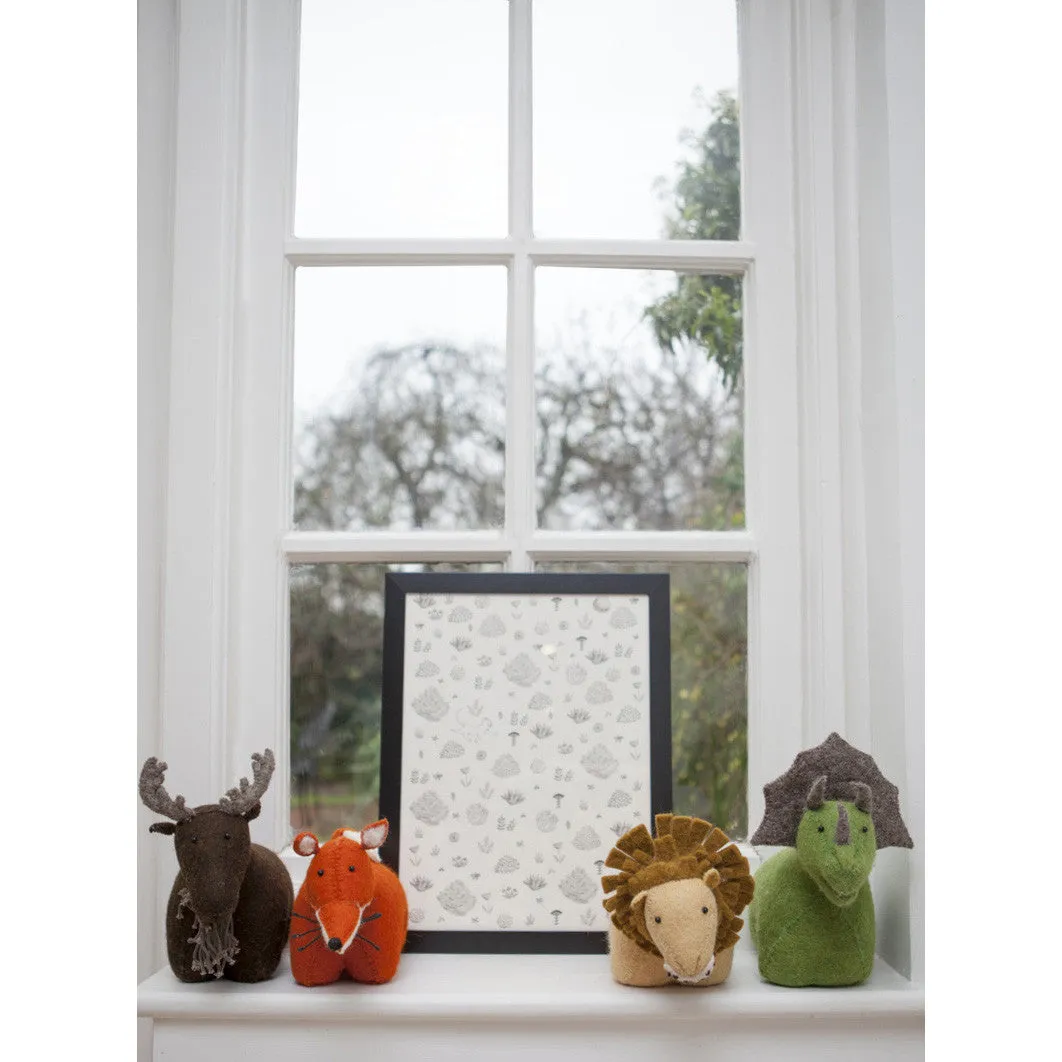 Fiona Walker England Felt Triceratops Bookend