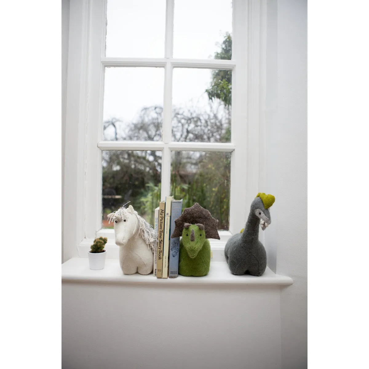 Fiona Walker England Felt Triceratops Bookend