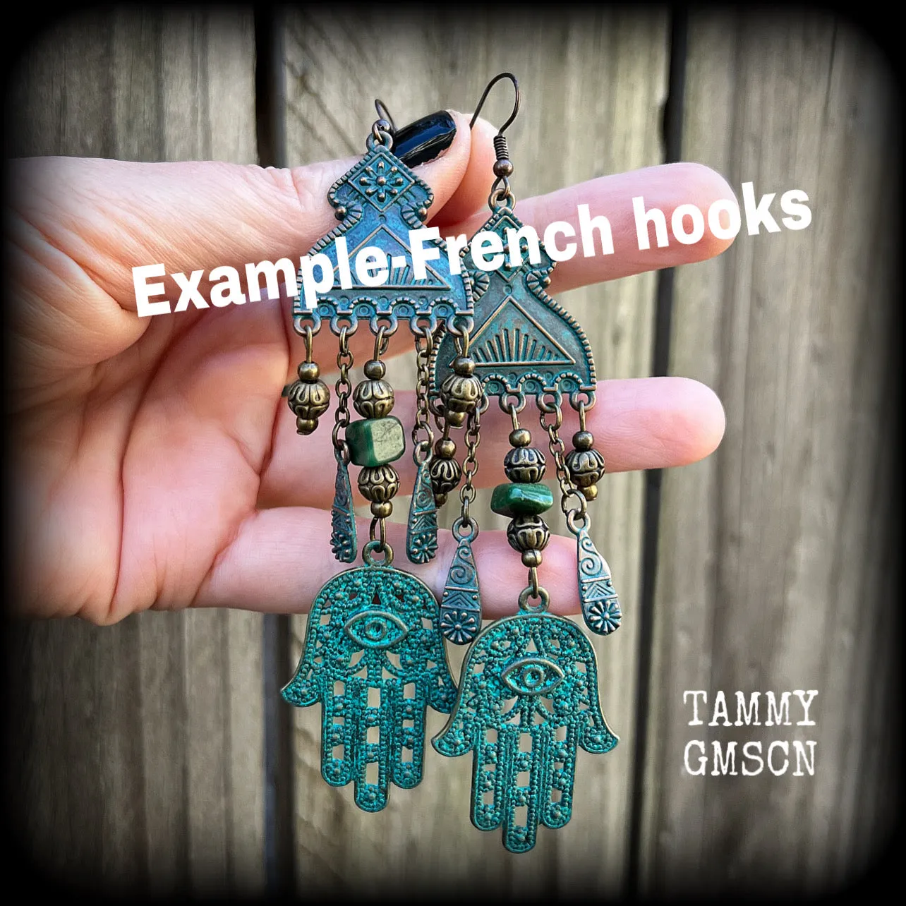 Hamsa hand earrings-Sea hag earrings