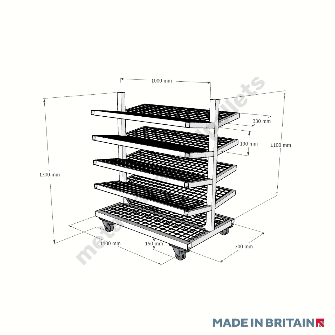 Heavy Duty Pipe Trolley ( Mesh Shelves)