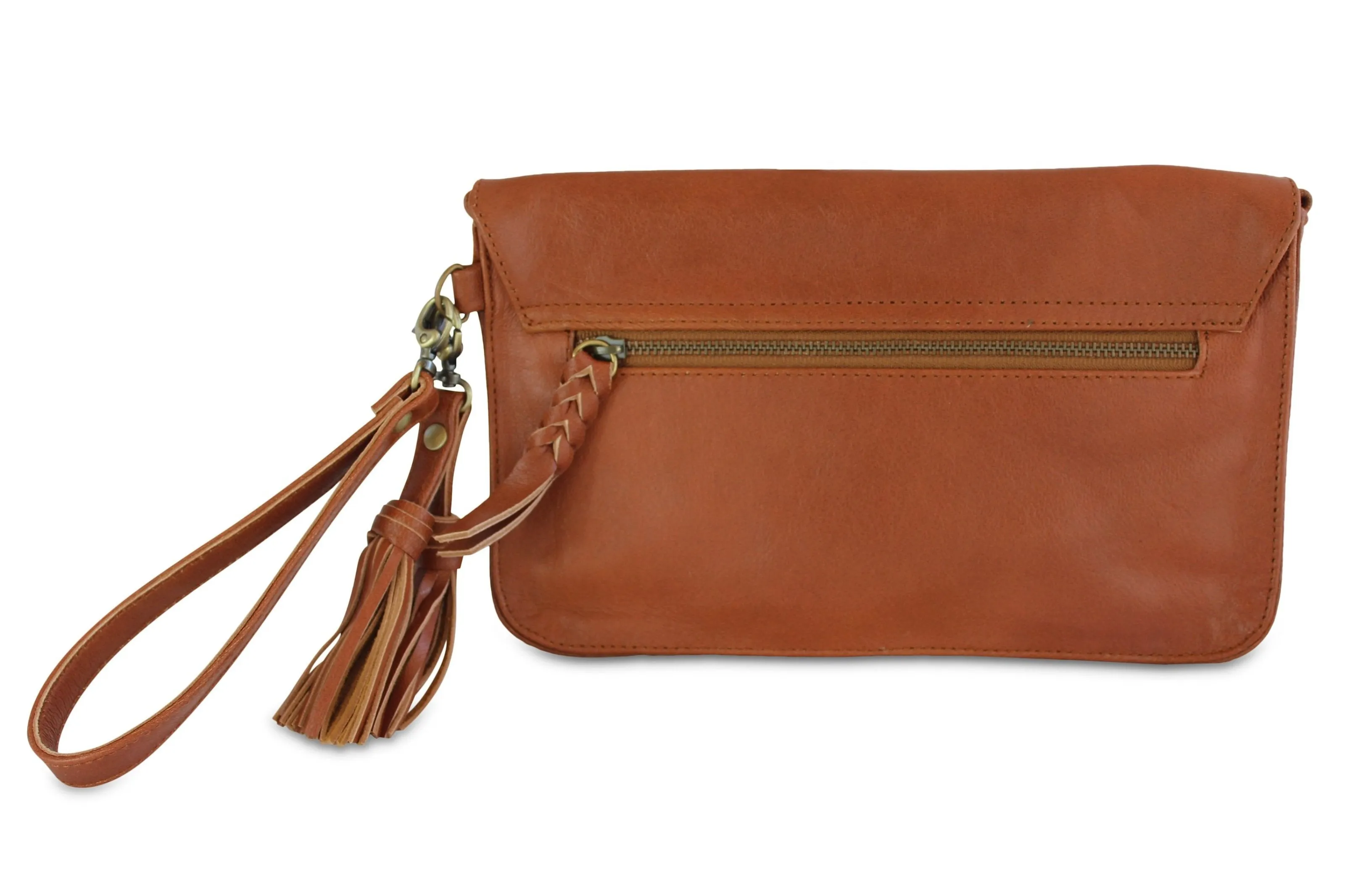 JANE LEATHER CLUTCH IN MOCCA