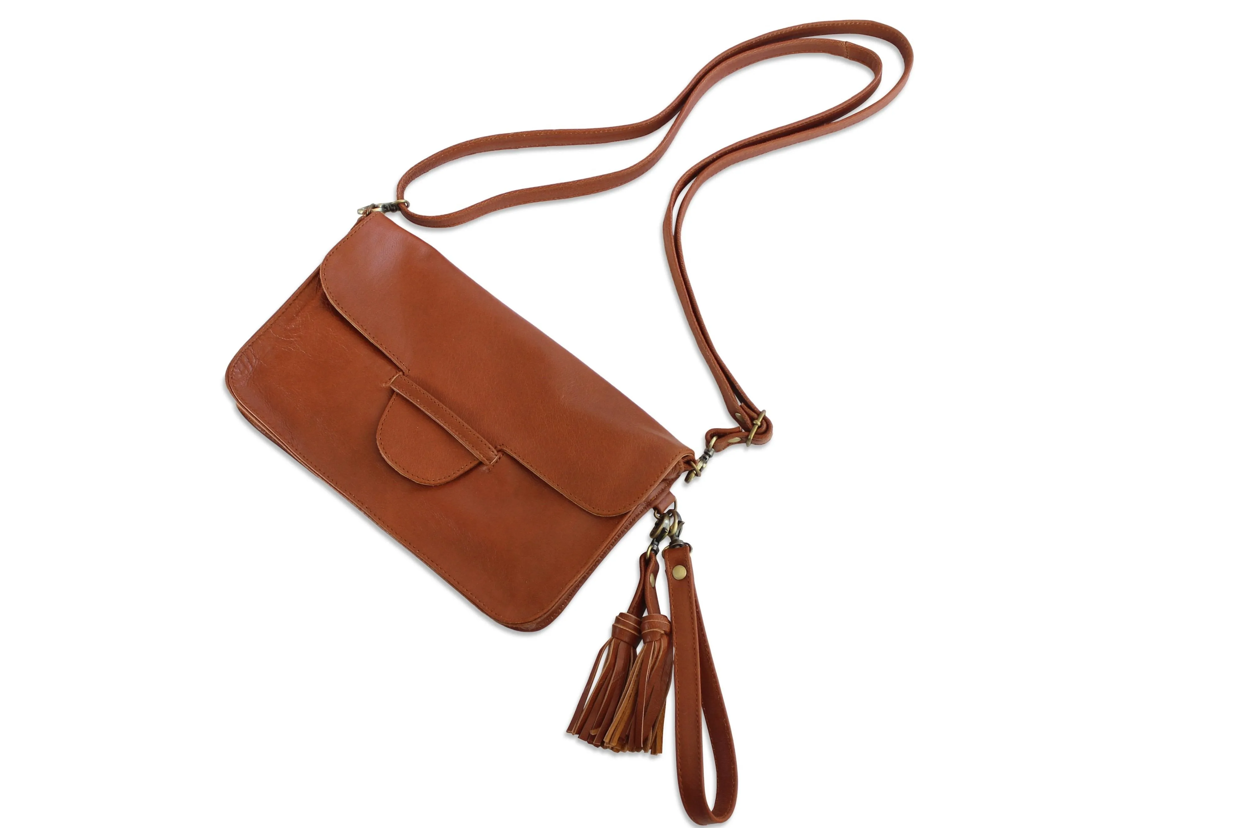 JANE LEATHER CLUTCH IN MOCCA