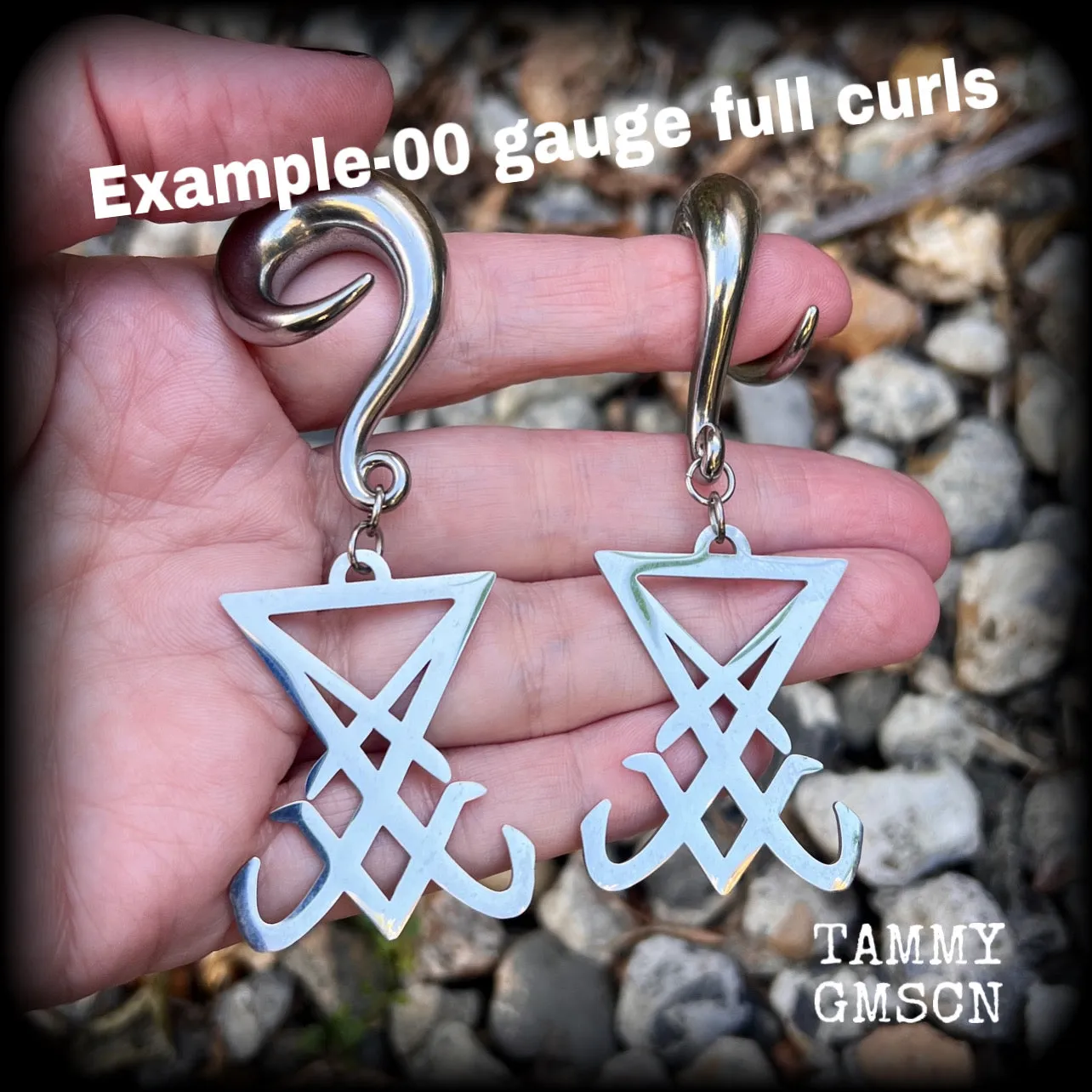 Large Sigil of Lucifer gauged earrings-Occult body jewelry