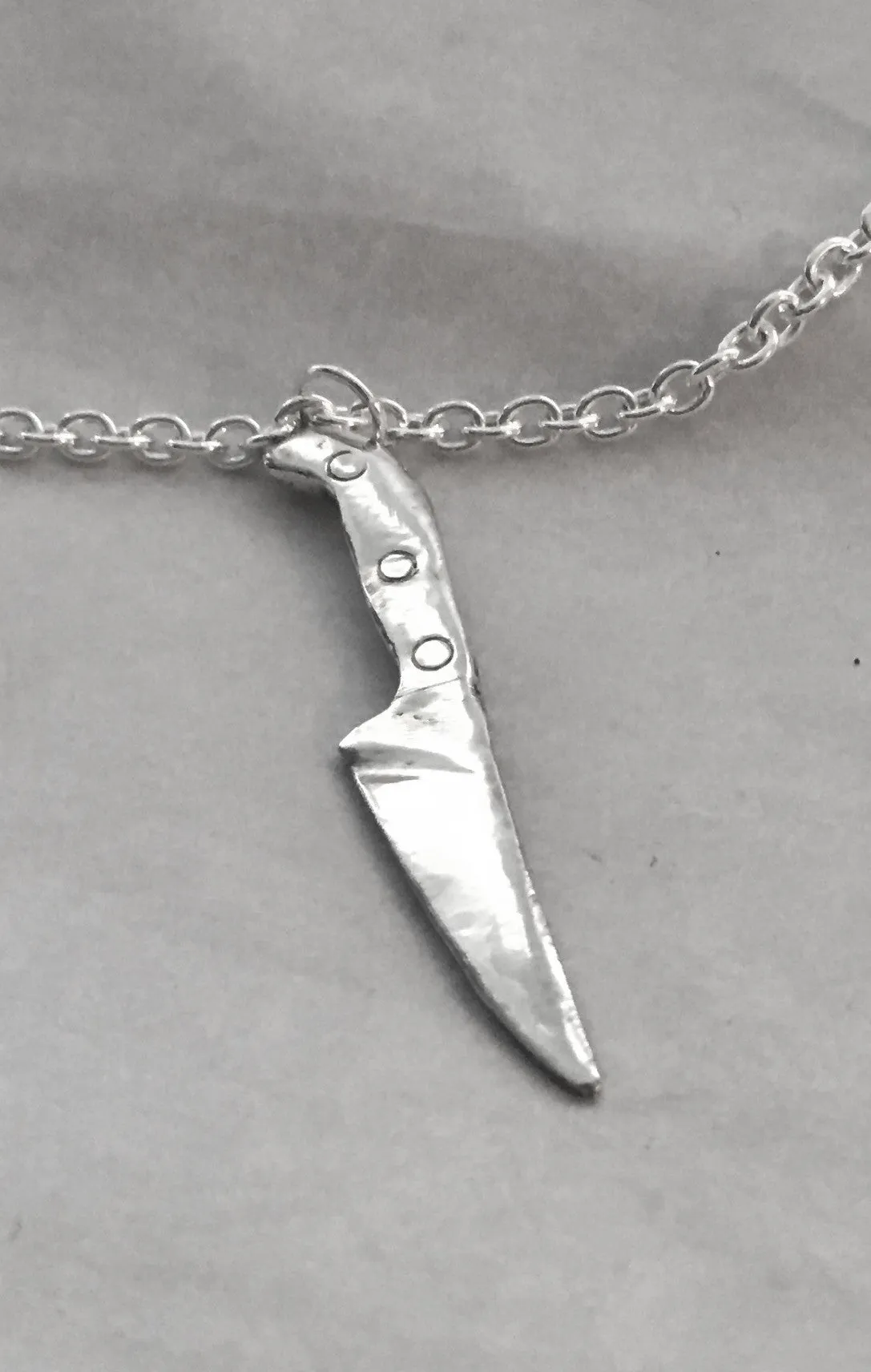 Large Sterling Chef Knife Pendant Necklace