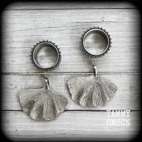 Lotus leaf tunnel earrings-Boho tunnels