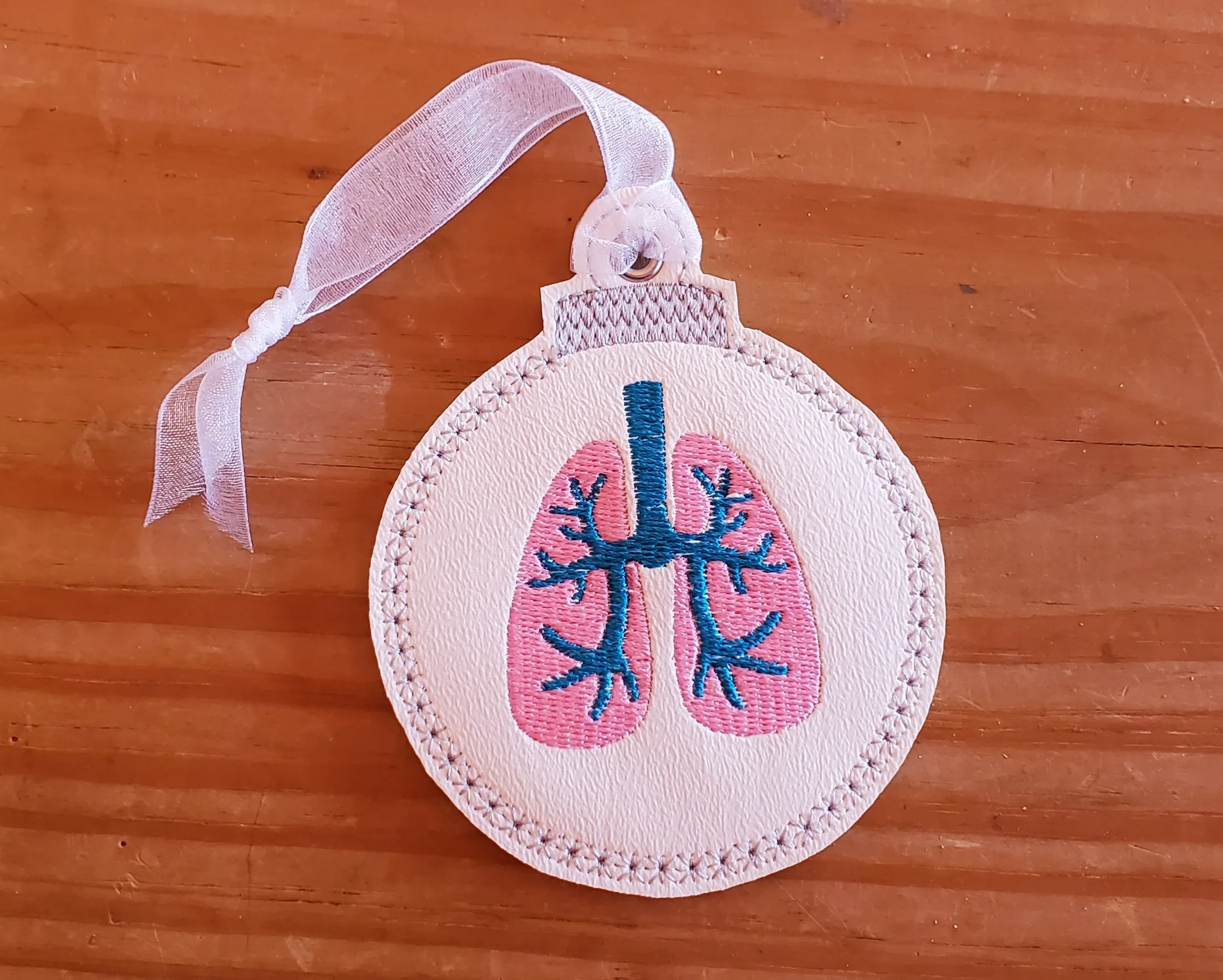 Lungs Embroidered Christmas Ornament