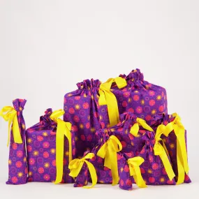 Magenta Fireworks Reusable Gift Bag Set of 5
