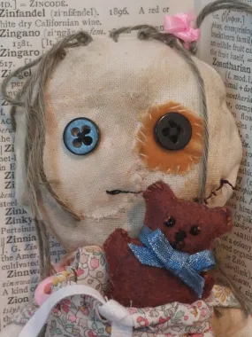 'Melda' - Zed Headz Handmade Zombie OOAK 9" Cloth Doll by Bear Bones