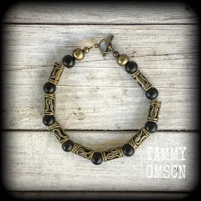 Ogoun bracelet-Bronze and stone bracelet