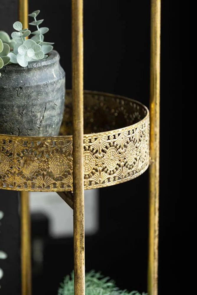 Ornate Gold Tall Tray Shelves