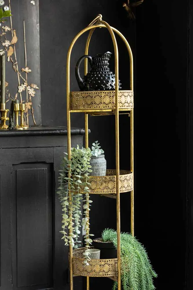 Ornate Gold Tall Tray Shelves