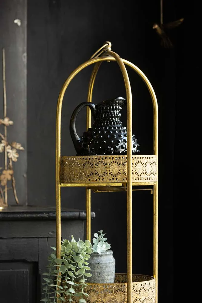 Ornate Gold Tall Tray Shelves