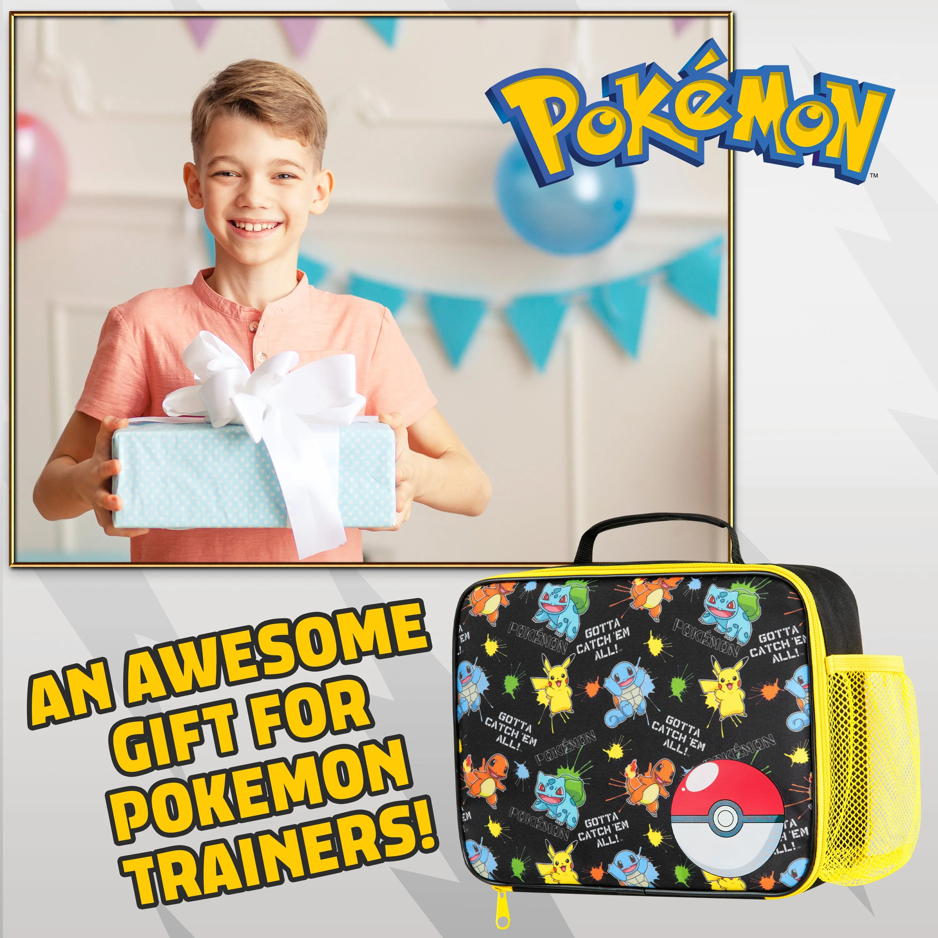 Pokemon Lunch Box Kids, Insulated Lunch Bag for School (Multi)