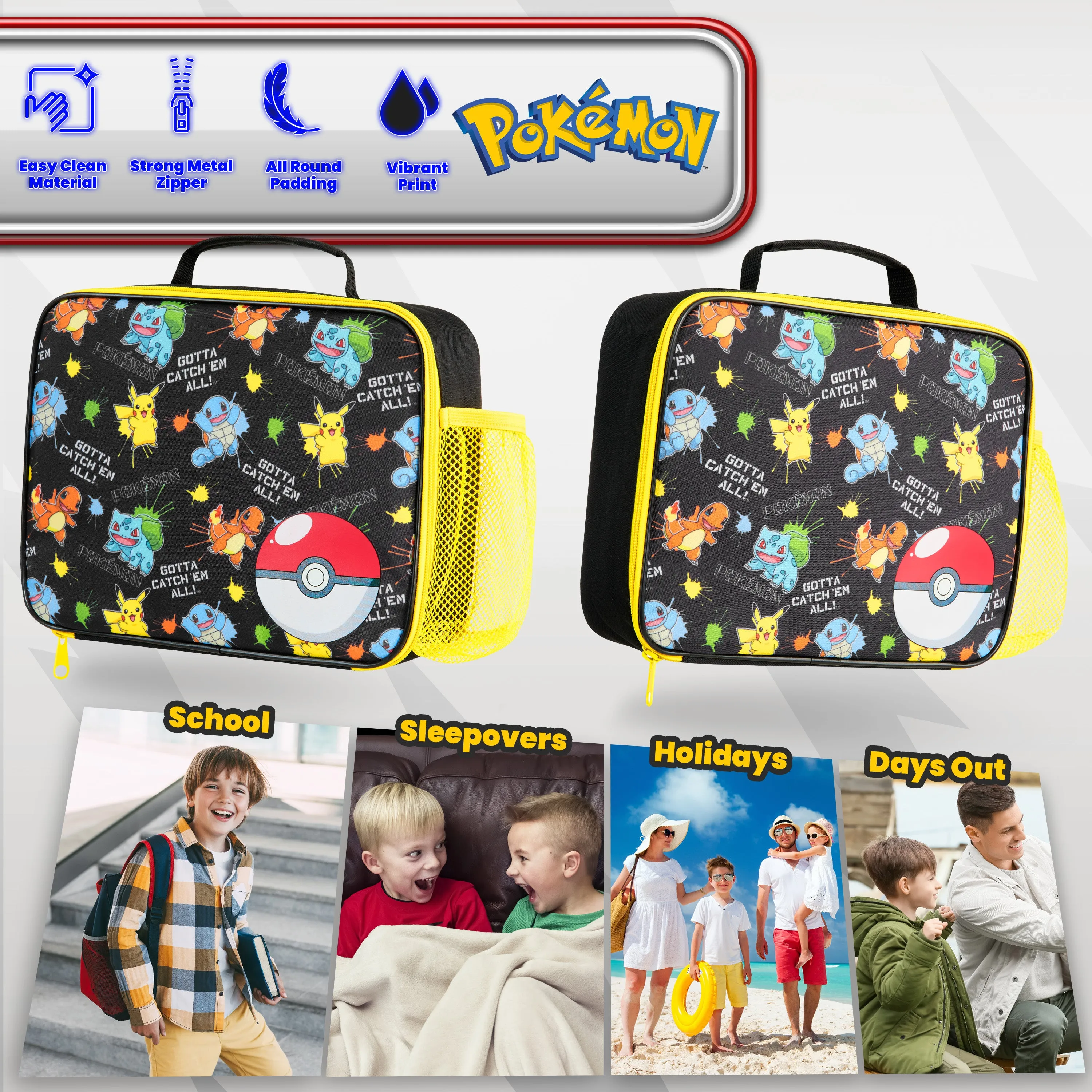 Pokemon Lunch Box Kids, Insulated Lunch Bag for School (Multi)