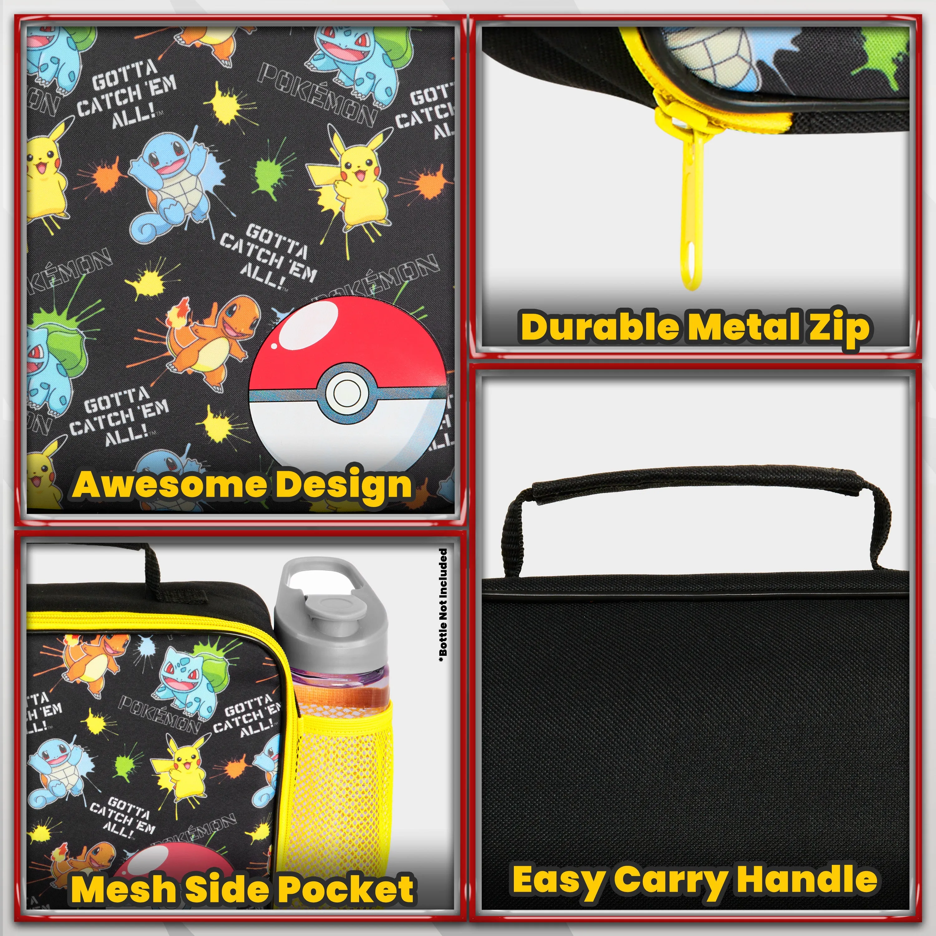 Pokemon Lunch Box Kids, Insulated Lunch Bag for School (Multi)