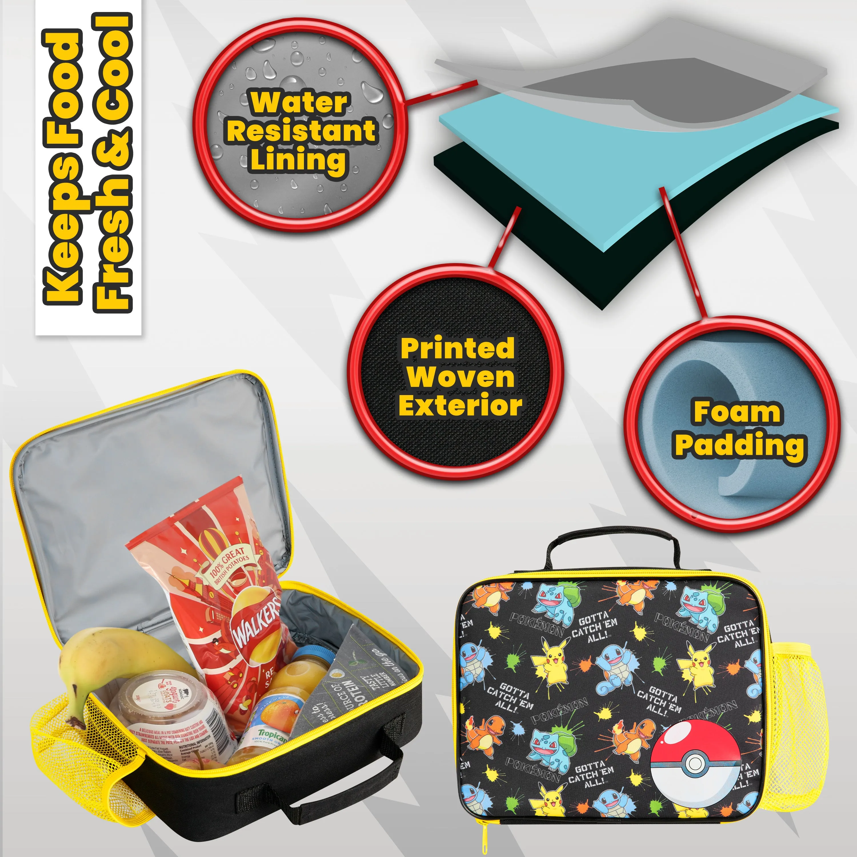 Pokemon Lunch Box Kids, Insulated Lunch Bag for School (Multi)