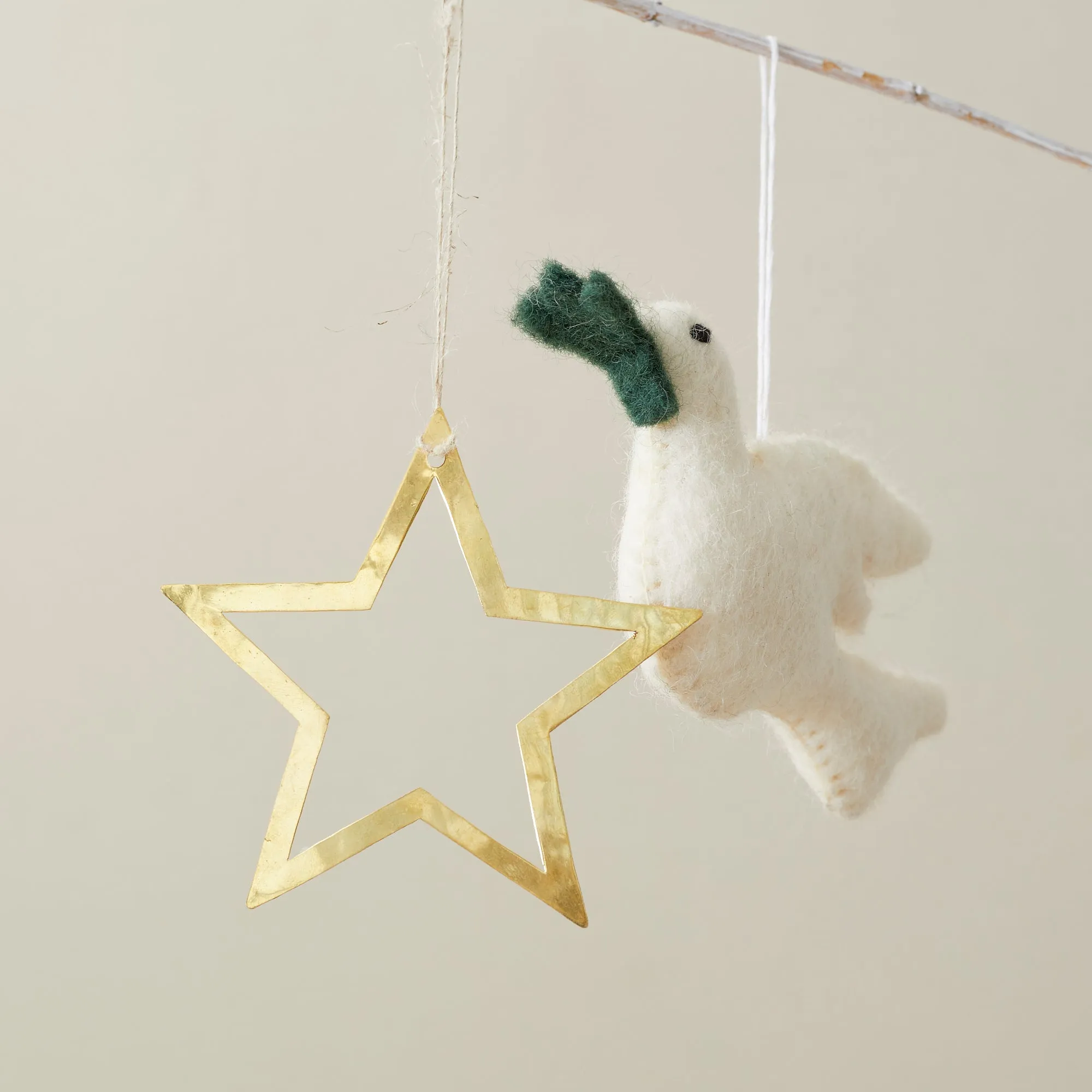 SHAMITA Handmade Felt Dove Hanging Decoration Pack 10 (WS)