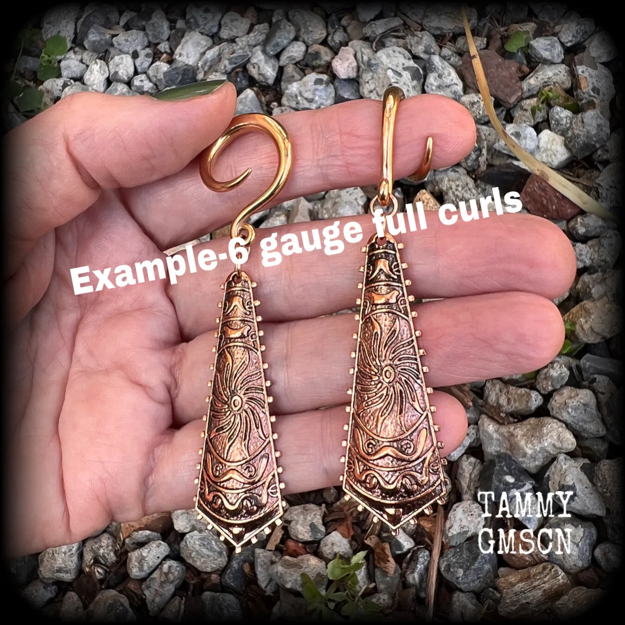 Sun goddess gauged earrings-Ishtar ear hangers
