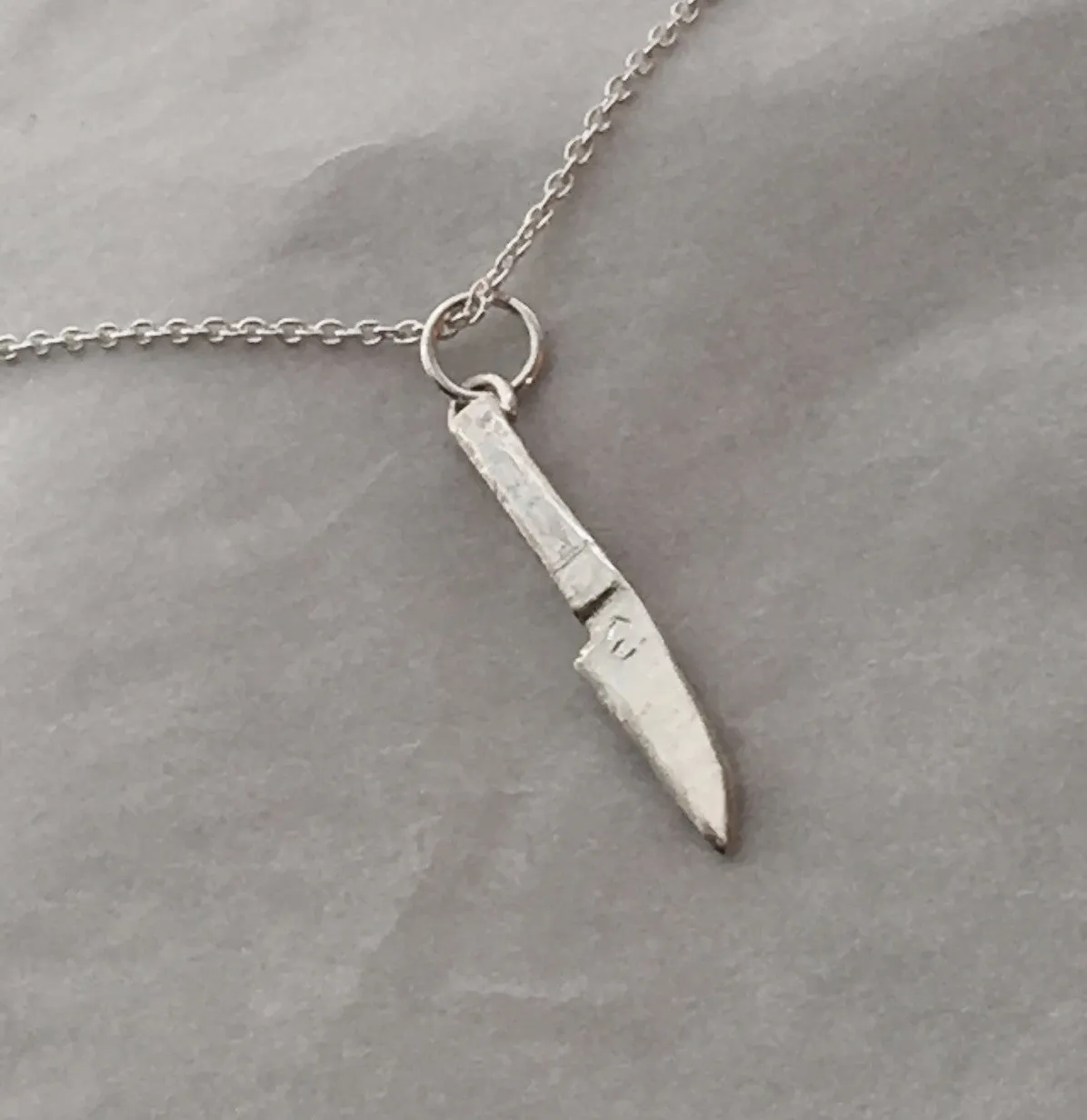 Sushi Knife Pendant Necklace in Sterling Silver with Cable Chain