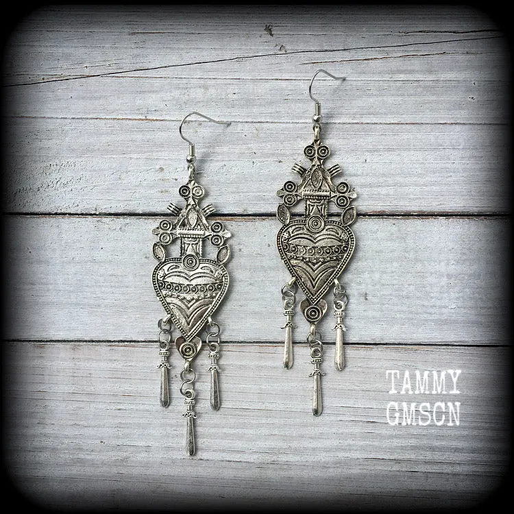 Three of swords earrings-Tarot jewelry