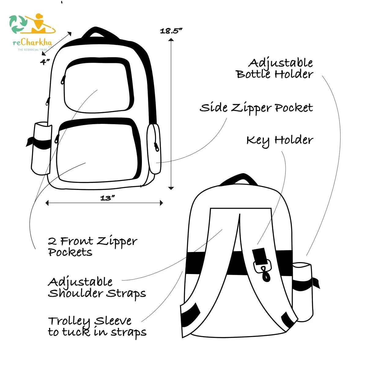 Upcycled Handwoven Commuter Backpack (CBP0324-125)