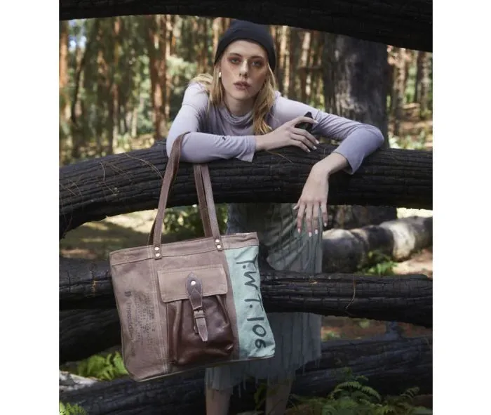 Vintage Vibes Canvas & Leather Shoulder Bag