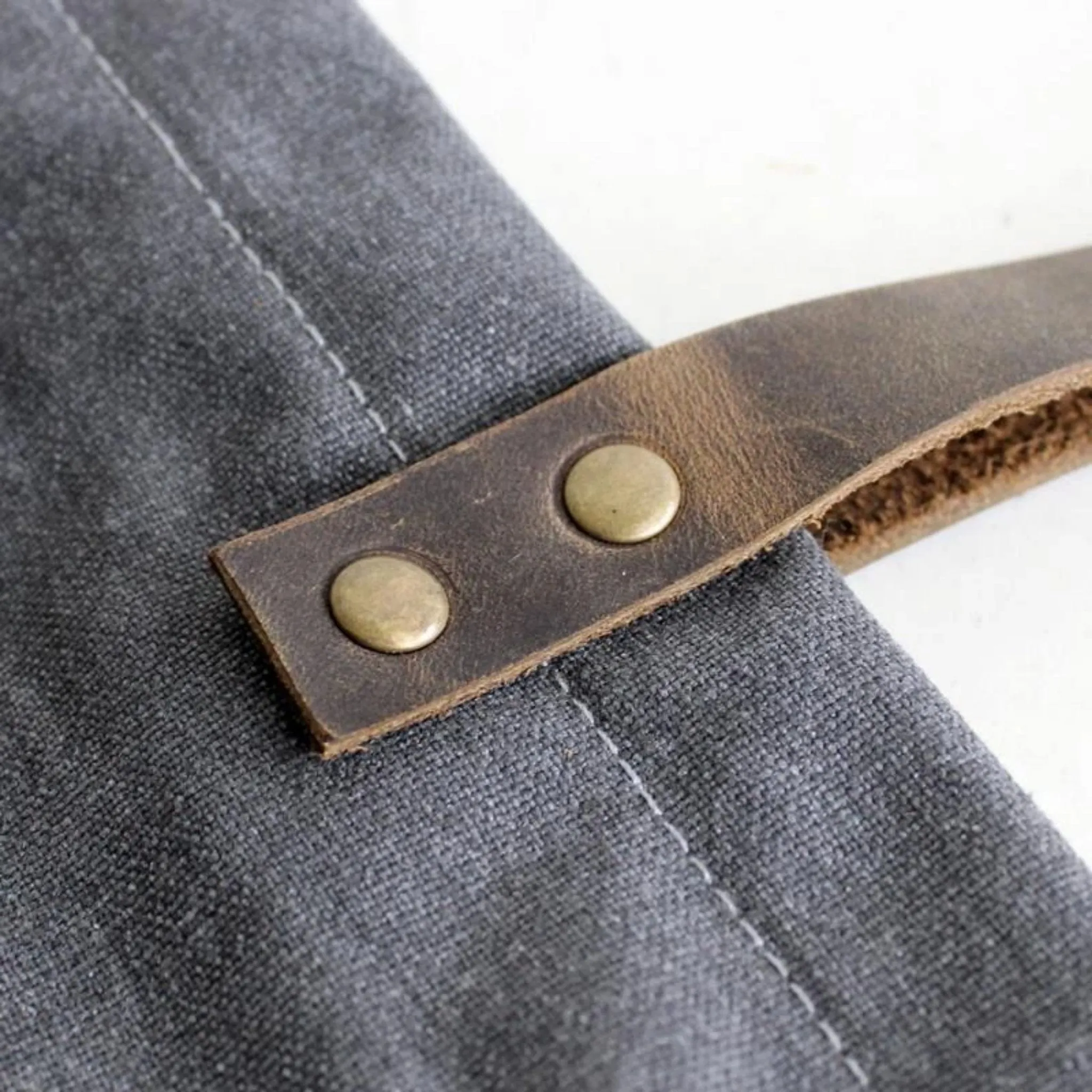 Waxed Canvas Grey Tote Shoulder Bag with Leather Handle