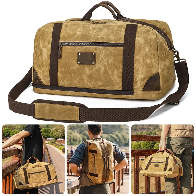 Waxed Canvas Weekender Duffle Bag Backpack